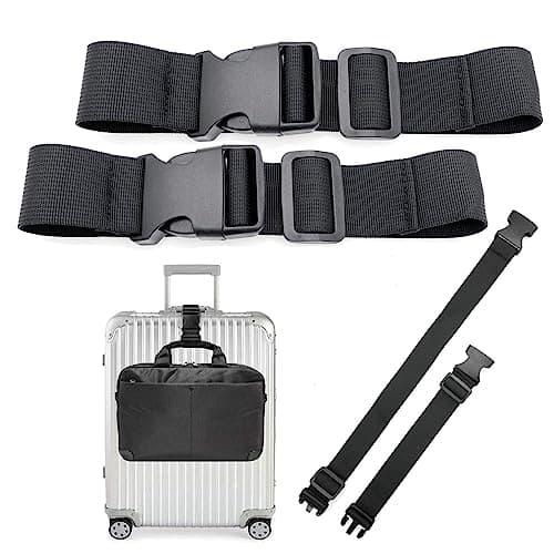 JZK 2PCS 30-50cm short luggage strap for suitcases to add a bag, luggage attachment strap for two suitcases, luggage connector straps, quick release buckle strap, nylon packing straps