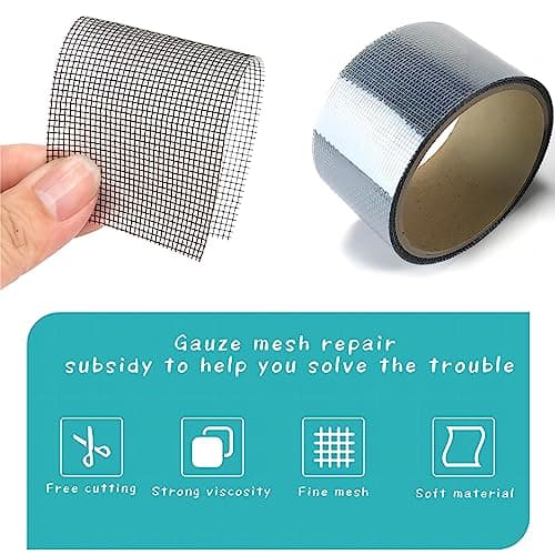 Skyzone Screen Repair Tape, 5cmx5m Self-Adhesive Fiberglass Repair Kit Mesh Patch Mosquito Net Repair Tape Waterproof Screen Patch for Door and Window Screen Repair Anti-Mosquito (Grey) — view 2
