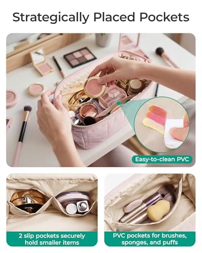 BAGSMART Small Travel Makeup Bag for Women, Wide Opening Cosmetics Bag — view 3