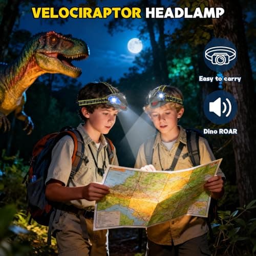 QCTOYS Velociraptor Dinosaur Headlamp 2 Lighting Modes Adjustable Headband — view 2