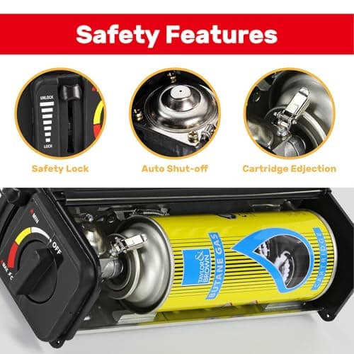 Taylor & Brown Black Portable Camping Stove with Cary Case & 4 Butane Gas | EN417 Compliant Premium Camping Stove Gas Portable | with Automatic Ignition & Heat Control — view 5