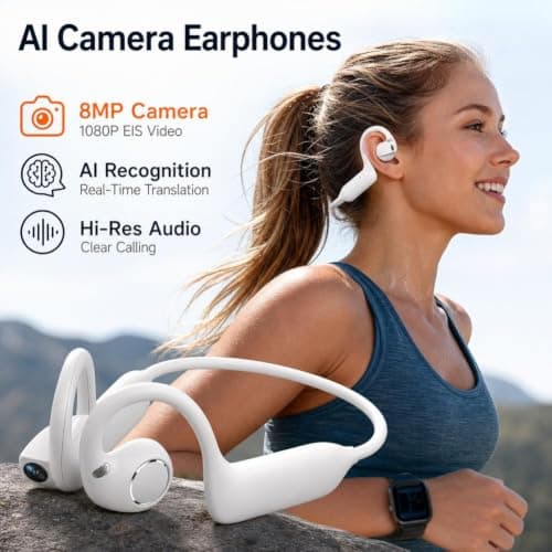 8MP Smart Camera Open-Ear Headset EIS Video, AI,IP54 Waterproof,Dual Mic — view 4