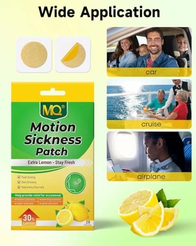 MQ Motion Sickness Patches, 28 Pcs Lemon Flavor Travel Sickness Patches Non Drowsy Anti Nausea Patches Sea Sickness Patches for Cruise, Car, Plane — view 6