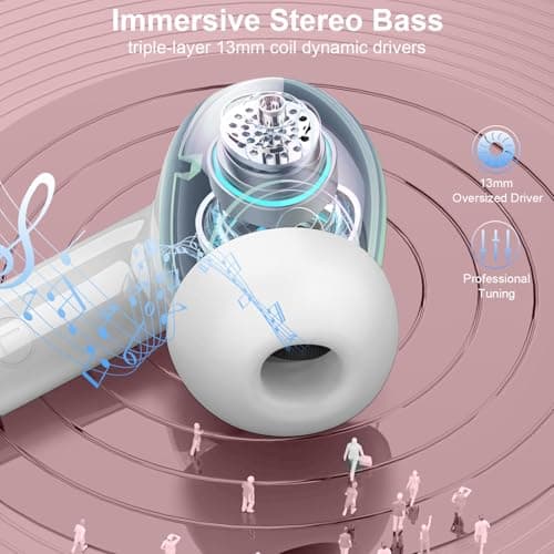 Wireless Earbuds Bluetooth Headphone, Bluetooth Earbuds 5.4, 45H Deep Bass Stereo Sound Earphone Wireless Headphone Noise Cancelling with Dual LED Power Display, 4 ENC Mic, Type C Fast Charge Ear Buds — view 5