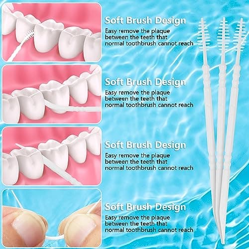 DanTicy Brushpicks Interdental Toothpicks,Soft Bristle Dental Floss Picks Toothpicks,Helps Removes Plaque and Debris Between Your Teeth 600PCS (Pack of 5) Mixed Flavors — view 4