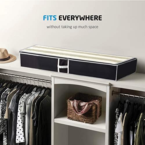 Premium Underbed Storage Bag (2-Pack) Clothes Storage Boxes with Zips, Storage Bags for bedding, King Size Duvet, Linen, Pillow, Shoe - Non-Woven Under Bed Storage Box Organiser for Clothes — view 6