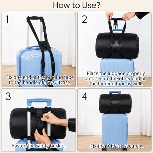 3 Pack Suitcase Straps, Adjustable Luggage Straps for Suitcases, Travel Elastic Strap Belt, Travel Accessories Connecting Carry On Bags Add Bags — view 4