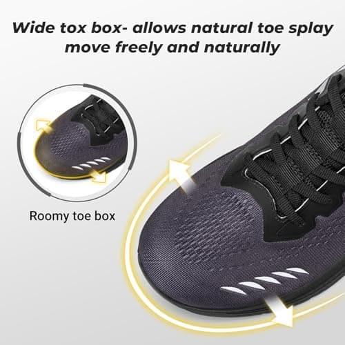 FitVille Mens Extra Wide Trainers Road Running Shoes,Black,11,W — view 5