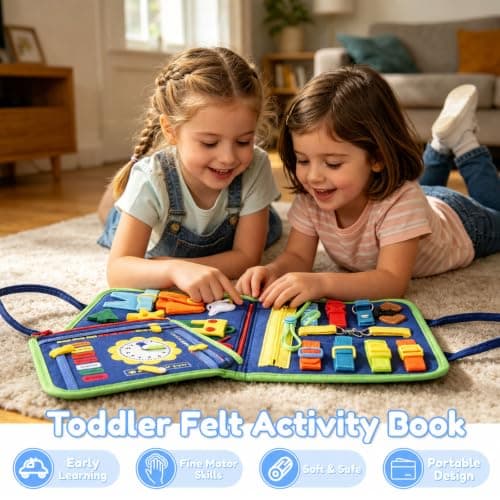 KTCINA Busy Board Montessori Toys for Toddler 1 2 3 Year Old, Educational Learning Activity Sensory Book Felt Quiet Book Montessori Sensory Toys Baby Travel Busy Books for Plane Car, Boys Girls Gift — view 6