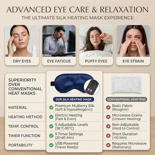 Heated Eye Mask for Dry Eyes Syndrome Silk Electric USB Warm Eye Compress — view 4