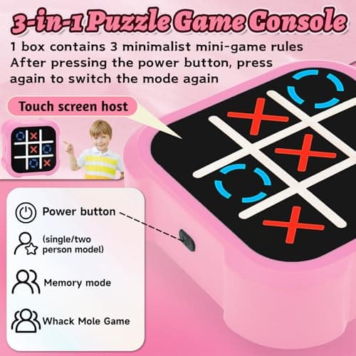 3-in-1 Electronic Tic Tac Toe Toy, Electronic Tic Tac Toe Bolt Game (Pink) — view 6