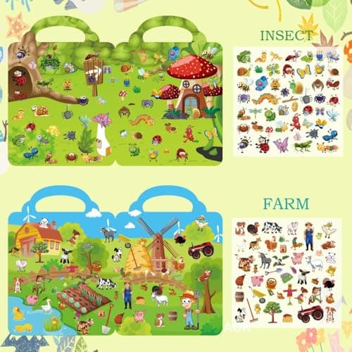 Aannanl 6 Reusable Sticker Book for Toddlers 2+ Years,300+ Puffy Stickers — view 6