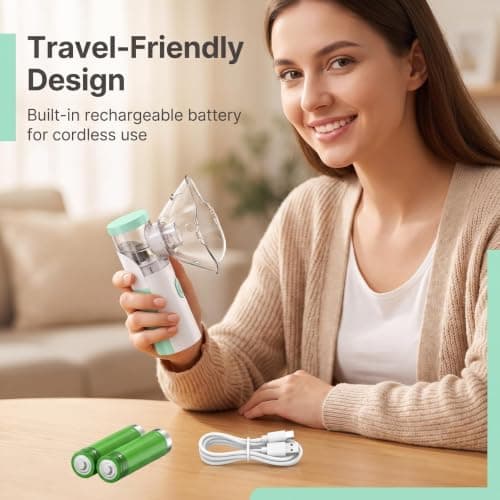Silent Nebuliser for Adults & Kids with 2 Masks, Portable Home Travel — view 6