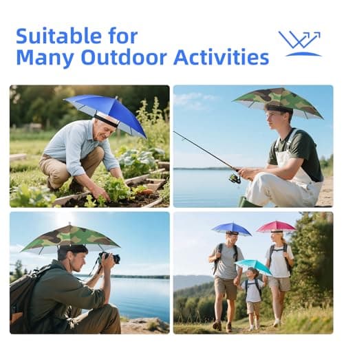 Joytey 3 PCS Head Umbrella Hats Mini Umbrella Caps with Elastic Headband Small Camouflage Umbrellas Adults Foldable Hands-free Umbrellas for Outdoor Garden Fishing Hiking Camping Climbing — view 4