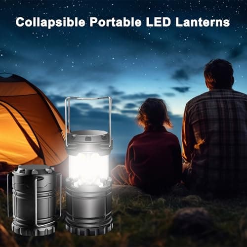 Camping Lights, 2 Pack Collapsible Camping Lantern Battery Powered, Portable LED Camping Lamp for Tents, Emergency Lighting with Foldable Hook for Hiking, Camping, Outages — view 6