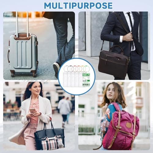 Alyvisun 6Pcs Cruise Luggage Tag Holder, Waterproof Cruise Luggage Tags with Zip Seal and Steel Loops, Clear Suitcase Tags for Ships Baggage Labels for Travel Luggage Baggage Bags — view 6