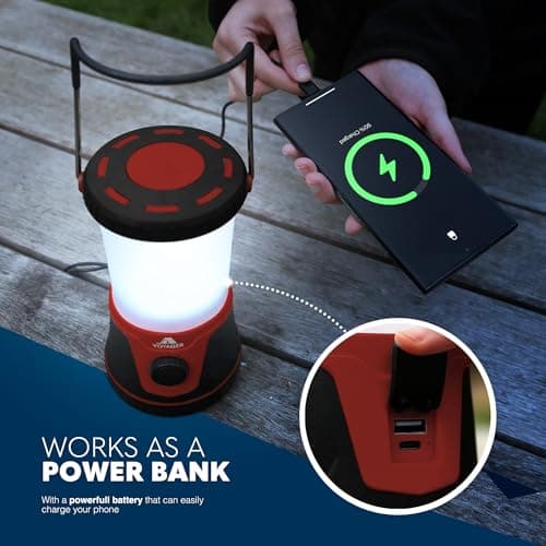 Voyager LED Camping Lantern 1 Pack – Portable Rechargeable Outdoor Light with Adjustable Brightness, Water-Resistant & Up to 40 Hours Battery – Great for Camping, Hiking & Emergencies (Maroon) — view 5