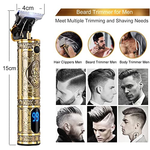 Hair Clippers Men,Cordless Beard Trimmer,Professional Clippers Grooming Kit,Precision T-Blade Mens Trimmer with LED,Shavers for Men Beard Shaper,Electric Razor USB Rechargeable,Gifts for Mens — view 5
