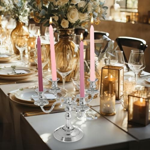 TOYANDONA 4Pcs Gradient Pink Scented Long Pole Taper Candles with Rich Rose Aroma, Nordic Style Candle Adornments for Wedding, Romantic Dinner, and Event Décor — view 4