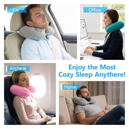 Travel Pillow for Airplane, 3 Pcs Inflatable Neck Pillows with 360° Support — view 4