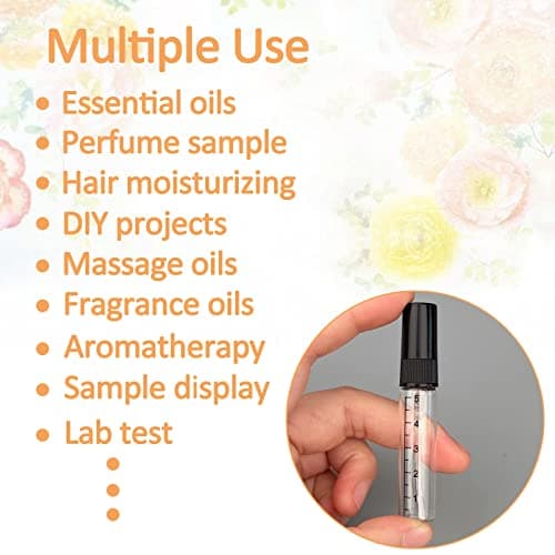 Apstaqeoo 10Pcs, 10Ml Empty Glass Spray Bottles with Scale - Clear Mini Sample Perfume Atomizer Vial Travel Bottles Set with Fine Mist Sprayer & Clear Dust Cap Perfect for Fragrance, Essential Oils — view 4