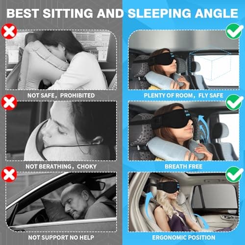Joythink Sleep Headphones Sleep Mask Eye Mask 3D Deep Bluetooth for Sleeping Blackout Washable Music Eye Cover with Speaker Microphones Black — view 2