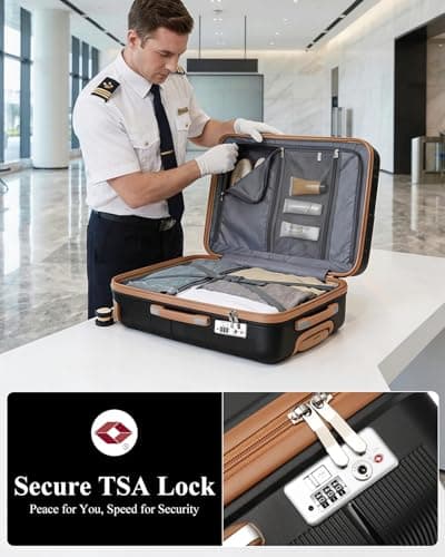 British Traveller Medium Suitcase, Lightweight Hard Shell Luggage — view 6