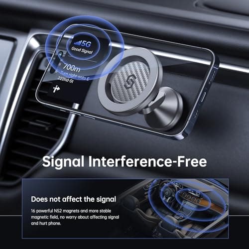 SYNCWIRE MagSafe Car Mount, Adjustable Magnetic Phone Holder, Carbon Fiber — view 4