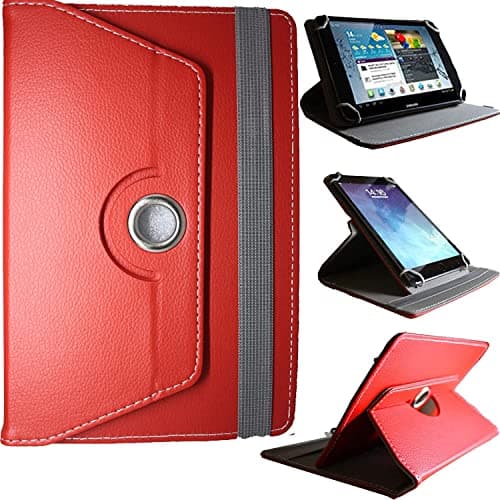 DV 10inch Tablet Case Cover - Universal Leather Stand Case Folio Cover Magic Leather 360° Rotating Case Fits for ALL 10" Inch & 10.1" Inch Android Tablets tab (Red)