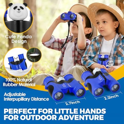 Binoculars for Kids 8x21 High-Resolution Real Optics with Magnifying Glass & Whistle Compass, Kids Binoculars for 3-12 Years Boys and Girls, Best Kids Toys for Outdoor Bird Watching, Hiking, Travel — view 3
