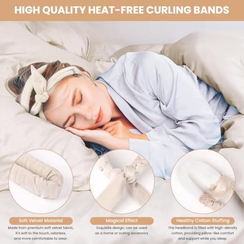BUTBU Heatless Curlers Headband, 9PCS No Heat Hair-Curlers and Rollers — view 3