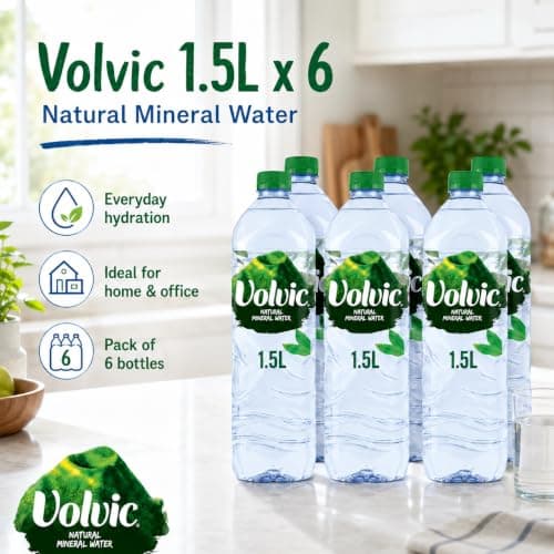 Volvic Natural Mineral Water 1.5L x 6 Bottles | Still Bottled Water | 9 Litres Total | Large Family Multipack | Ideal for Home, Office, Work, Travel & Everyday Hydration — view 3
