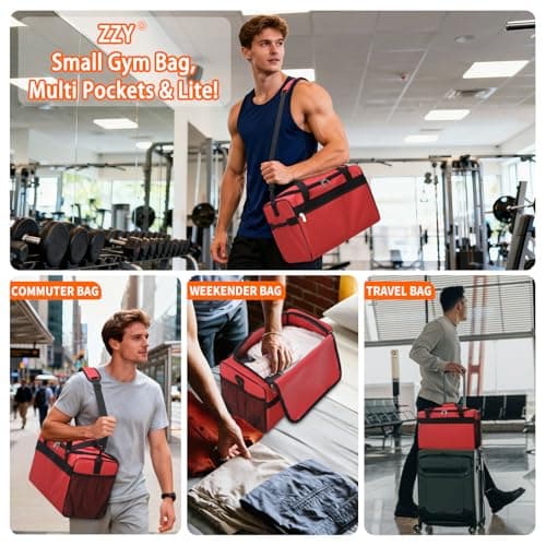 ZZY 20L Small Gym Bag Carry On Holdall, Red — view 6
