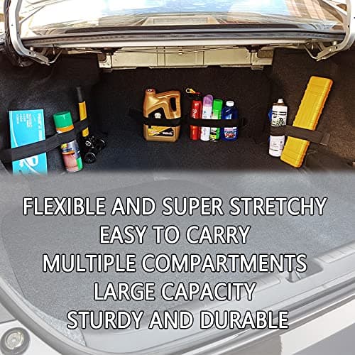 GTLM 70cm Elastic Car Trunk Organizer Straps with 2 Pocket,Car Organizers,Organize the Cluttered Trunk Keeps Items from Rolling Around,Universal Automotive Interior Accessories (Length 70CM) — view 4