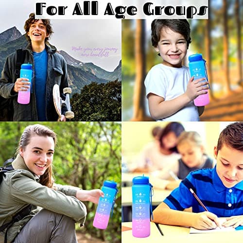 Motivational Water Bottle with Time Markings - 0.6 Litre Foldable Collapsible Gym and Sports Silicone Water Bottle - Running Drinks Bottle For Women, Men, Girls, Boys, Cycling, Hiking, Travel — view 5