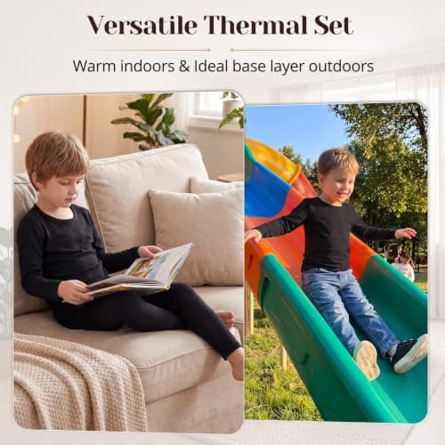 Zando Kids Lightweight Thermal Base Layer Set Long Johns Black 3-4 Years — view 3