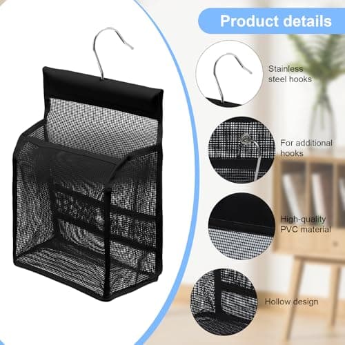 2pcs Hanging Shower Caddy Storage Bags Multipurpose Organizer with Hooks Compact Foldable Design Waterproof Soft PVC Material Bathroom Dorm Travel Essentials for Cruise Kitchen and Washing Line Use — view 4
