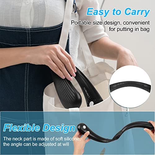 LYMYBETY Portable Neck Fan, Rechargeable Hanging Bladeless Hands Free Fan with 3 Speeds, 3000 mAh Battery Operated Wearable Personal for Men Women Kids Home Office Travel Outdoor (Black, T36) — view 4