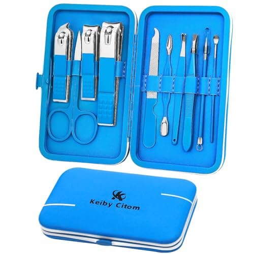 Manicure Set 10pcs Professional Nail Clippers Kit, Blue
