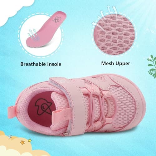 JIASUQI Baby Shoes Boys Girls First Walking Shoes Non-Slip Breathable Toddler Shoe Infant Lightweight Casual Sneakers(Pink 143,Size 5-5.5) — view 3