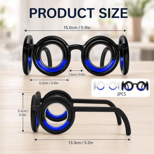 2 Pairs Motion Sickness Glasses, Travel Sickness Glasses, Relieve Car Sickness Seasickness Airsickness, Unisex for Adults & Kids (Blue & Black) — view 2