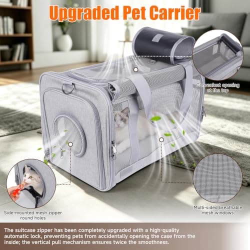 Pet Carrier with Wheels Airline Approved for Cats & Dogs, Anti-Scratch Mesh — view 4
