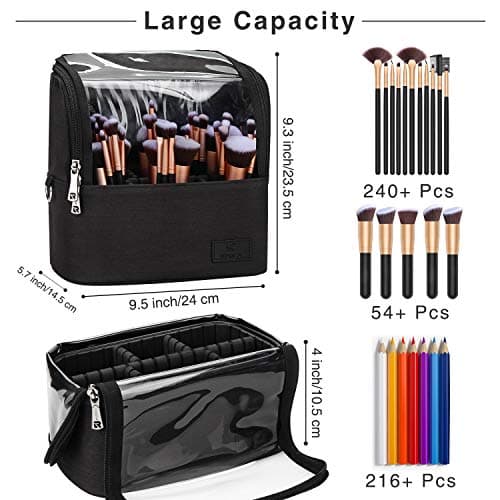 Relavel Professional Cosmetic Case Makeup Brush Organizer with Belt Strap Holder Multi Functional Cosmetic Bag for Travel Home Gift — view 2