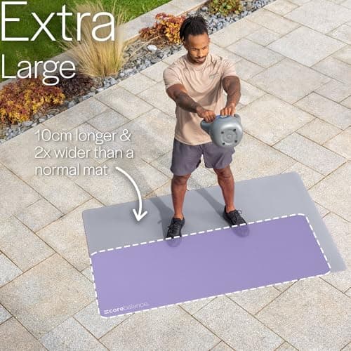 Core Balance Extra Large Yoga Mat 6mm Non Slip TPE Foam with Travel Strap L183cm x W116cm (Grey) — view 3