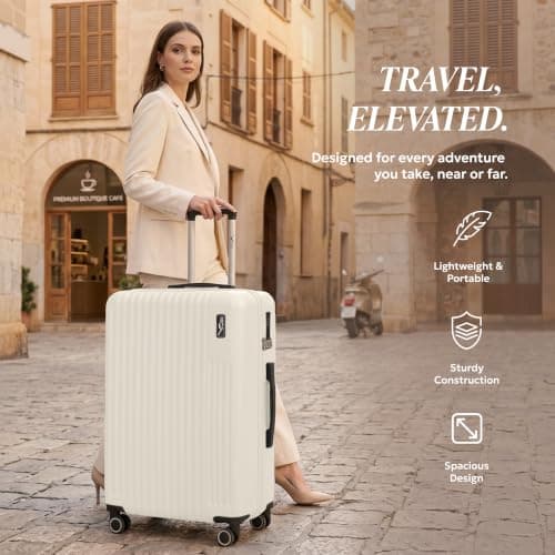 LUGG Vacay 32 Inch Suitcase, ABS Hard Shell Luggage with TSA Indent Lock, Aluminium Trolley Handle, 360° Spinner Wheels, Water-Resistant & Durable, Airline Compatible (86 x 31 x 58cm)-1 Year Warranty — view 2