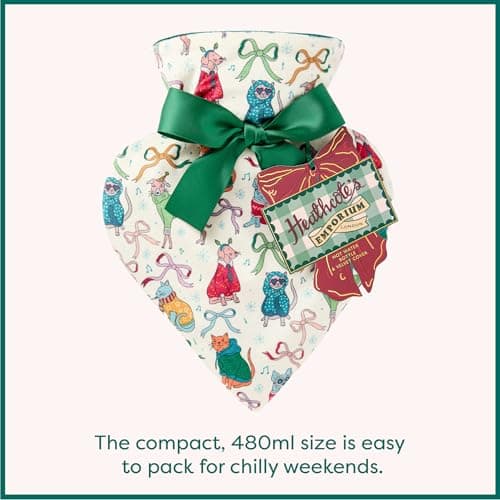 Heathcote & Ivory Hot Water Bottle and Velvet Cover 480ml, Great for Menstrual Cramps, Pain, Relief, Compact Travel Size, Cosy Beauty Gift for Her, Heart Shaped Bottle, Vegan and Cruelty Free — view 5