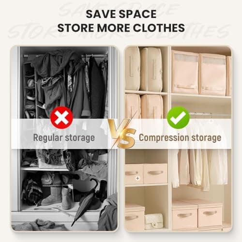 Ultra Space Saving Self-Compression Organiser, Space Saving Bags, Compression Packaging Bags, Storage Bags for Clothes, Vacuum Sealed Blankets Storage Bags (Blue, L) — view 5