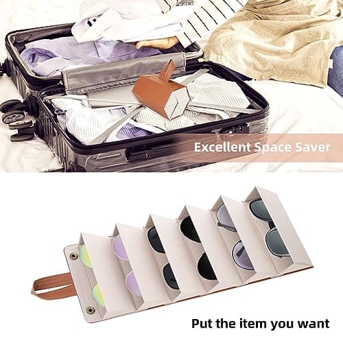 CTDMJ Sunglasses Storage Box, 6-Slot Travel Sunglasses Organizer, Leatherette Sunglass Storage Organiser, Foldable Glasses Storage Case, Sunglasses Holder for Women and Men — view 6