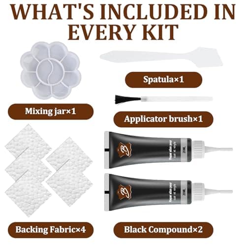 2PCS Black Leather Repair Kit, Leather Car Seat Repair Kit Set for Furniture, Cars, Sofas, Jackets, Fix Scratches with Super Easy Instructions Restore Fix Scratches Cuts Rips Holes Tears Cracks — view 2