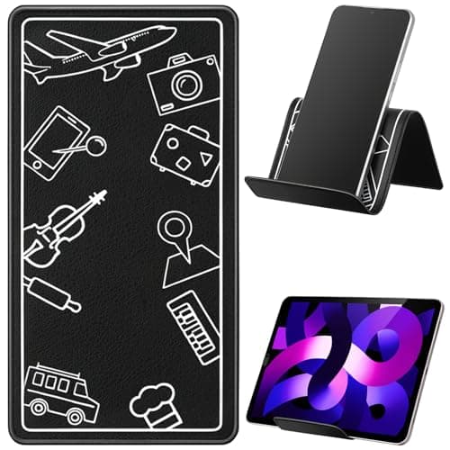RAHHLIZS Airplane Phone Holder Stand, Adjustable Flexible Plane Phone Holder Travel Essential for Cellphone Tablets Books Portable Lightweight Leather Design for Air Travel, Work, and Home Use